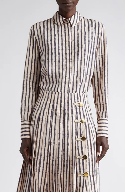 Altuzarra Chika Abstract Stripe-print Button Up Silk Shirt In Apple Blossom