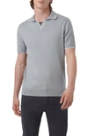 Bugatchi Men's Ribbed Sweater With Johnny Collar In Cement
