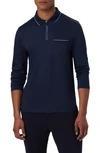 Bugatchi Men's Quarter-zip Long-sleeve Polo Shirt In Navy