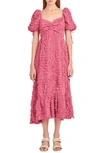 Endless Rose Texture Puff Sleeve Maxi Dress In Mauve
