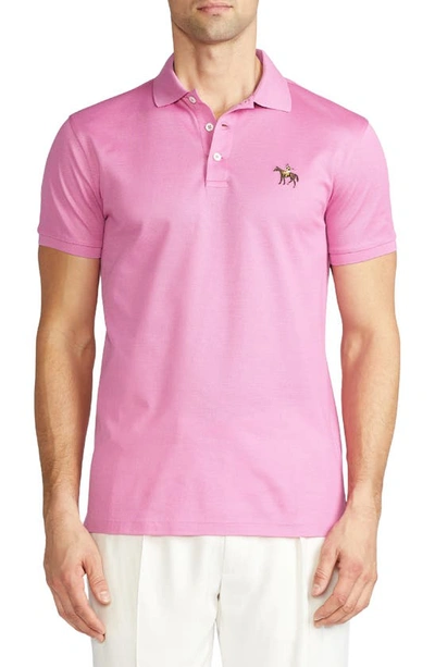 Ralph Lauren Purple Label Standing Horse Embroidered Polo Shirt In Rosa