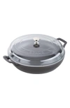 STAUB 3.5 QUART ENAMELED CAST IRON BRAISER WITH GLASS LID