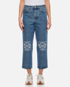 Loewe Anagram Embroidered Cropped Jeans In Sky Blue