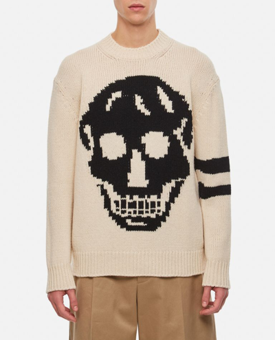 Alexander Mcqueen Skull Sweater In Beige