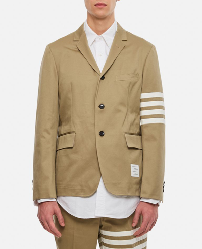 Thom Browne Classic Sport Jacket W/ 4 Bar In Cotton Twill In Brown