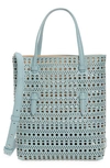 Alaïa Blue Mina Ns Tote In 284 - Acier