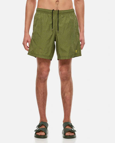 Alexander Mcqueen Dots Skull Swimshorts In Green