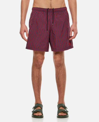 Alexander Mcqueen Spotted Skull Printed Swim Shorts In Purple