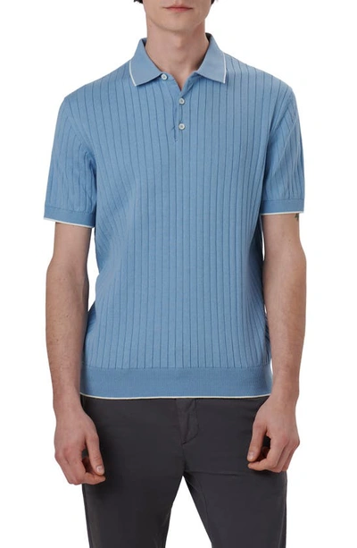 Bugatchi Men's Johnny Rib-knit Short-sleeve Polo Sweater In Air Blue