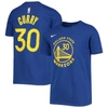 NIKE YOUTH NIKE STEPHEN CURRY ROYAL GOLDEN STATE WARRIORS LOGO NAME & NUMBER PERFORMANCE T-SHIRT