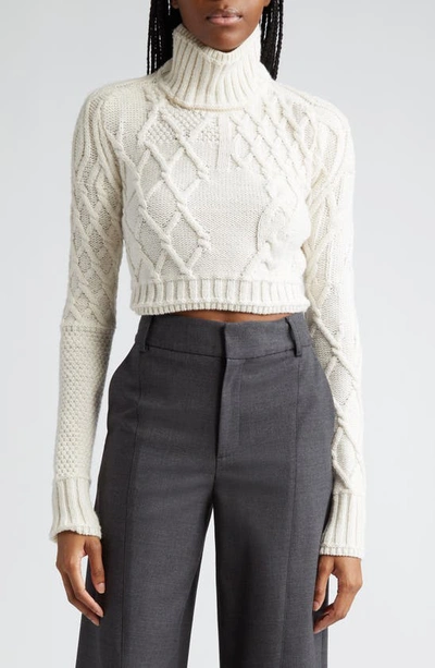 Monse Cropped Roll-neck Wool Jumper In Ivory