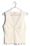 Madewell Popcorn Knit Twist Front Sleeveless Crop Top In Antique Cream