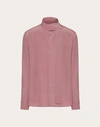 Valentino Washed Silk Shirt With Neck Tie In Pink
