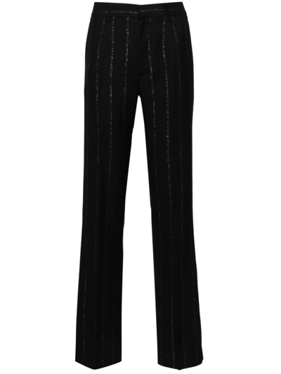 Alessandra Rich Lurex Pinstriped Trousers In Black