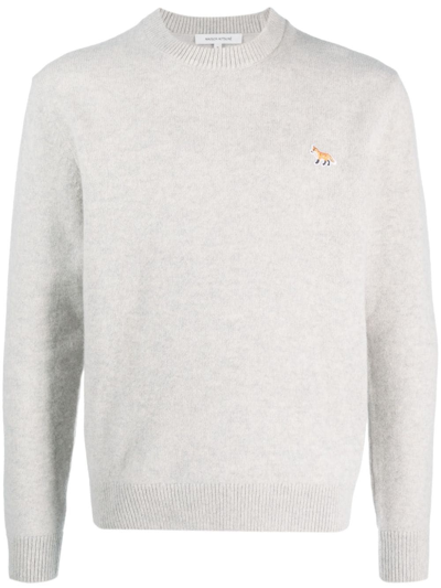 Maison Kitsuné Sweater With Fox Application In Grey