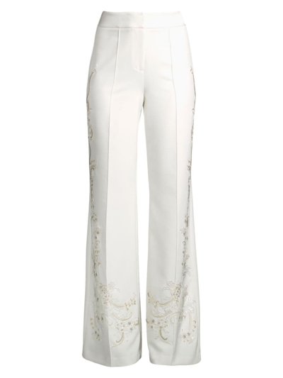 Kobi Halperin Women's Samantha Beaded Stretch Twill Wide-leg Pants In Ivory