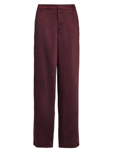 Good American Women's Washed Satin Wide-leg Trousers In Malbec