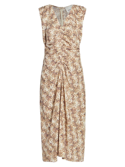 Isabel Marant Women's Gilya Abstract Silk-blend Sleeveless Midi-dress In Natural