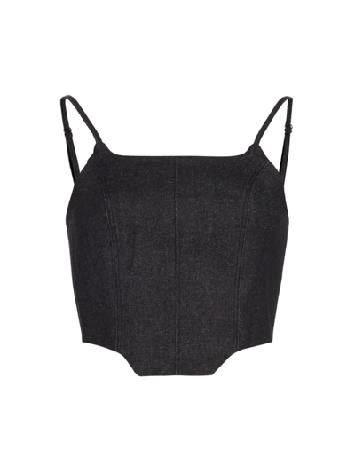 Nonchalant Label Women's Hunter Cotton Crop Denim Tank In Black