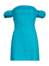 Hevron Women's Sari Off-the-shoulder Linen Minidress In Azure