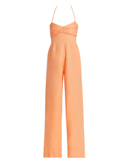 S/w/f Women's Sweetheart Linen Jumpsuit In Spiced Apricot