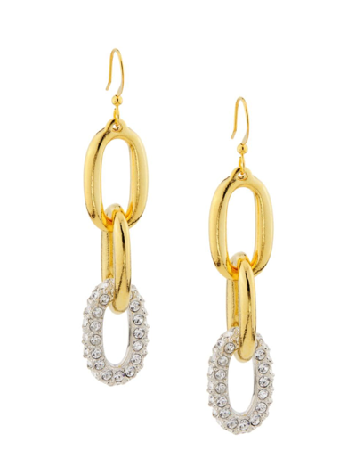 Kenneth Jay Lane Women's 22k-gold-plated & Glass Crystal Oval-link Drop Earrings