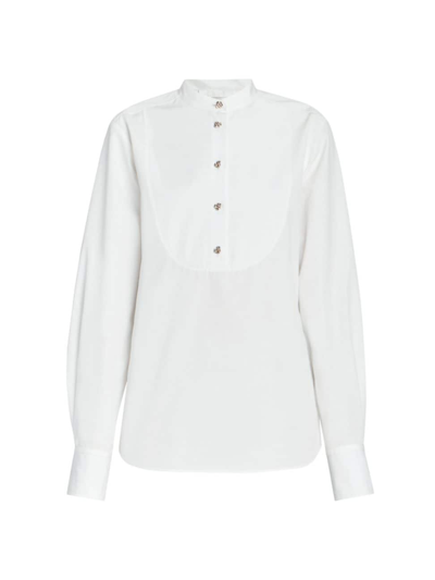 Chloé Cotton Poplin Blouse With Crystal Buttons In White