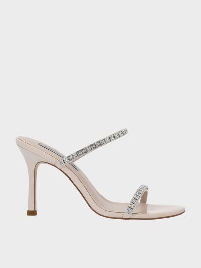 Charles & Keith Ambrosia Patent Gem-embellished Heeled Mules In Cream