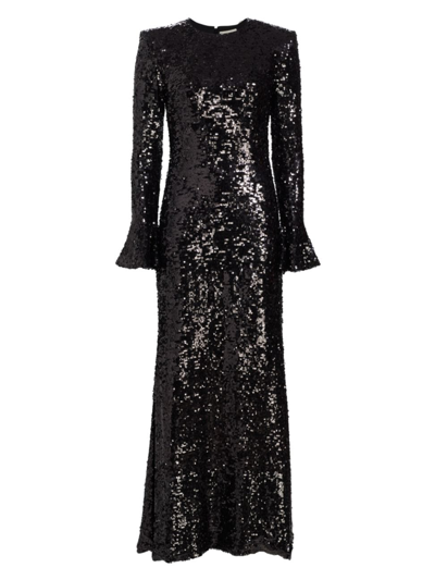 Lapointe Women's Sequined Flare-sleeve Maxi Dress In Black