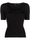 Pinko Round-neck Ribbed T-shirt In Black