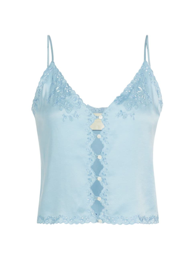 D Ô E N Women's Elise Silk Crop Camisole In Mineral Blue