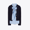 Tory Burch Cut-out Cashfeel Cardigan In Med Navy
