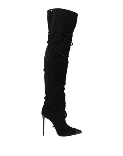 Elisabetta Franchi Woman Boot Black Size 8 Textile Fibers, Leather