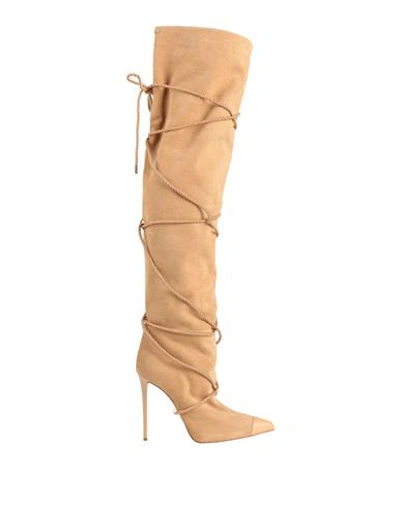 Elisabetta Franchi Woman Boot Camel Size 5 Textile Fibers, Leather In Beige