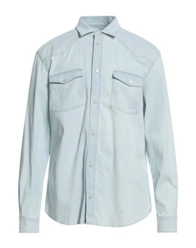 Dondup Man Denim Shirt Blue Size Xl Cotton, Elastane