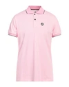 People Of Shibuya Man Polo Shirt Pink Size L Cotton, Elastane