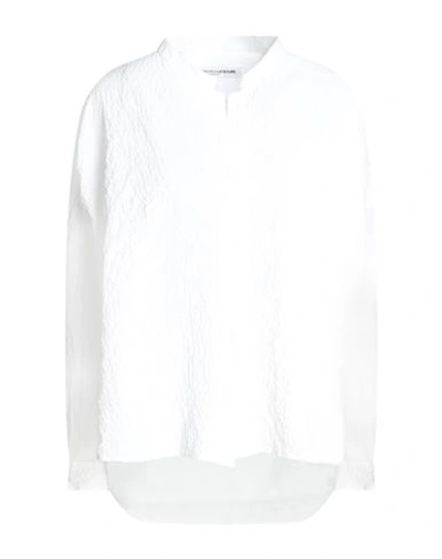 European Culture Woman Shirt White Size L Cotton, Rubber
