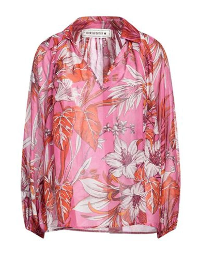 Shirtaporter Woman Top Fuchsia Size 8 Cotton, Silk In Pink