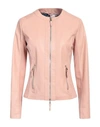 Myskin Woman Jacket Blush Size 8 Leather In Pink