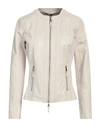 Myskin Woman Jacket Beige Size 8 Leather
