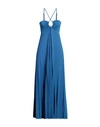 Kaos Jeans Woman Maxi Dress Blue Size 8 Cotton, Polyester, Polyamide, Metallic Polyester, Elastane