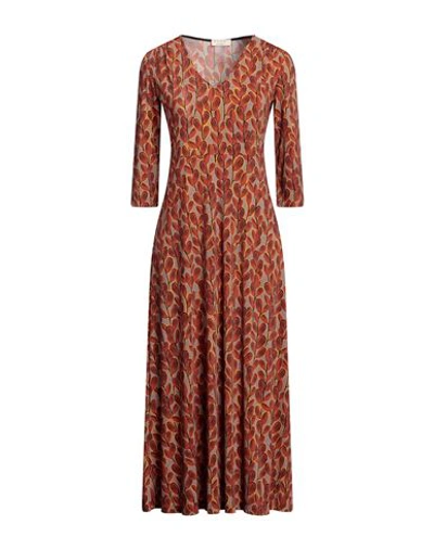 Siyu Woman Midi Dress Rust Size 10 Polyamide, Elastane In Red