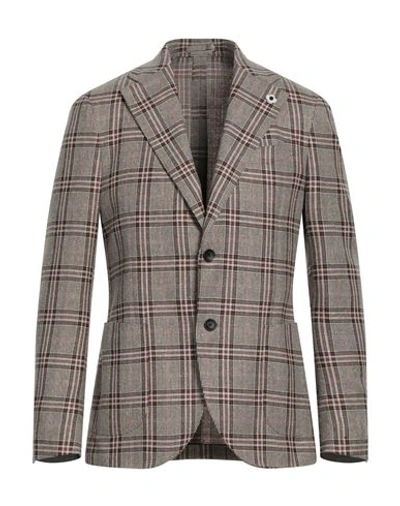 Lardini Man Blazer Khaki Size 40 Linen, Silk, Wool In Beige