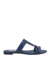 TOD'S TOD'S WOMAN SANDALS NAVY BLUE SIZE 7.5 LEATHER