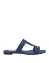 Tod's Woman Sandals Navy Size 7.5 Leather In Navy Blue