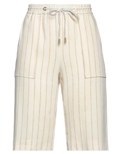 Eleventy Woman Shorts & Bermuda Shorts Ivory Size 4 Linen, Elastane, Lyocell In White