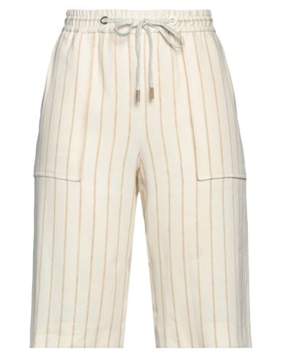 Eleventy Woman Shorts & Bermuda Shorts Ivory Size 2 Linen, Elastane, Lyocell In White