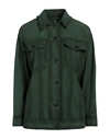 THE JACKIE LEATHERS THE JACKIE LEATHERS WOMAN SHIRT DARK GREEN SIZE 6 LEATHER
