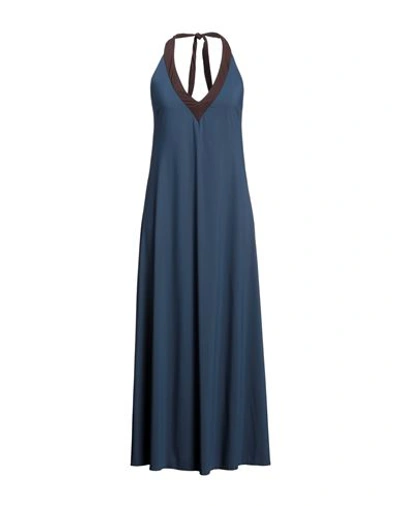 Siyu Woman Maxi Dress Slate Blue Size 8 Viscose, Elastane