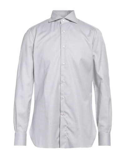 Isaia Man Shirt Light Grey Size 17 Cotton